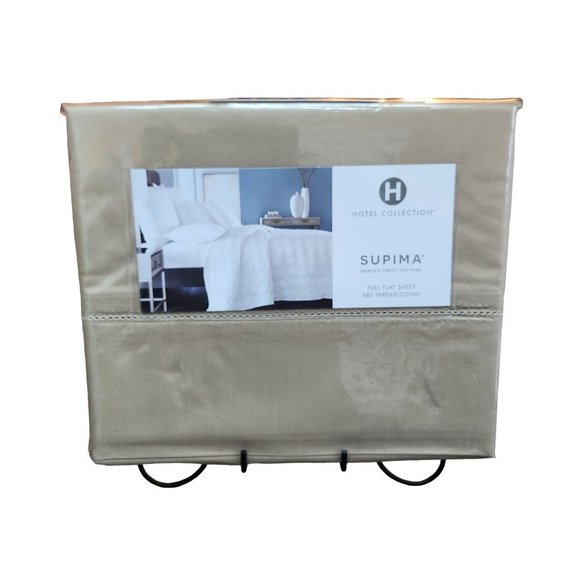Hotel Collection Sheet Supima Cotton Full Size Flat 680 Thread Count Tan Soft - Picture 1 of 2